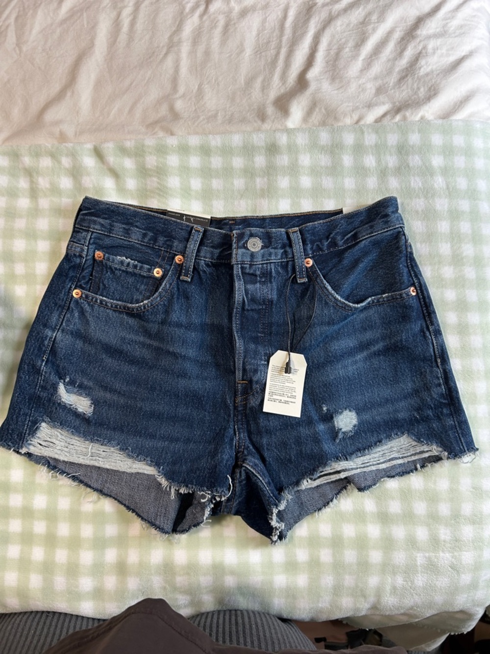 Levi's 501 Short High Rise Distressed Denim Cutoff Shorts - 28